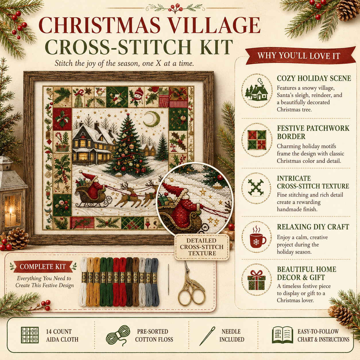🎄 Christmas Cross Stitch Kit