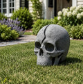 💀 Cracked Skull Solar Garden Light | Gothic Spooky Skull Landscape Yard Lamp
