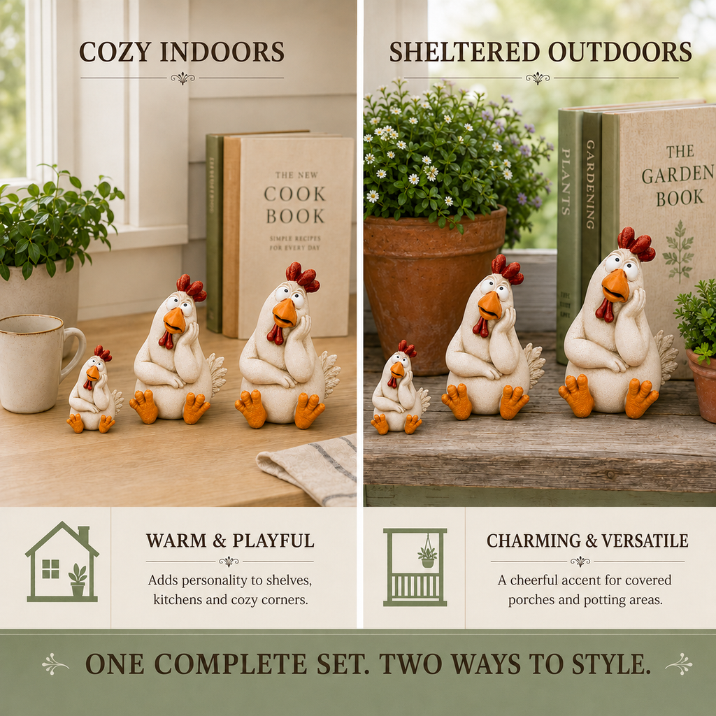 Daydreaming Chicken Resin Statue