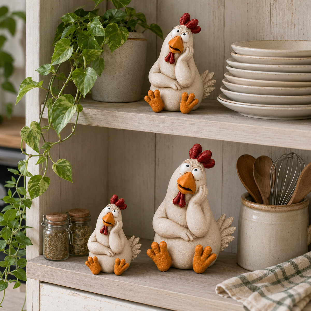 Daydreaming Chicken Resin Statue