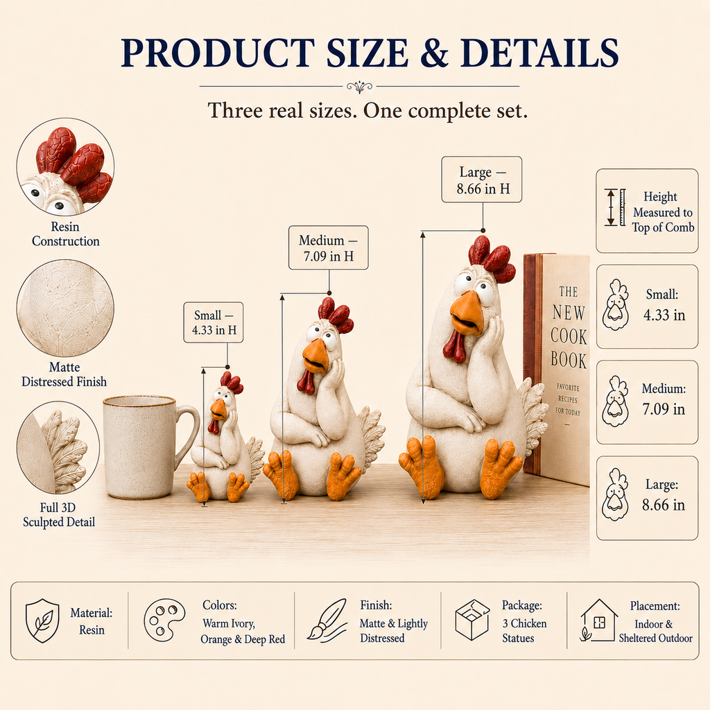 Daydreaming Chicken Resin Statue