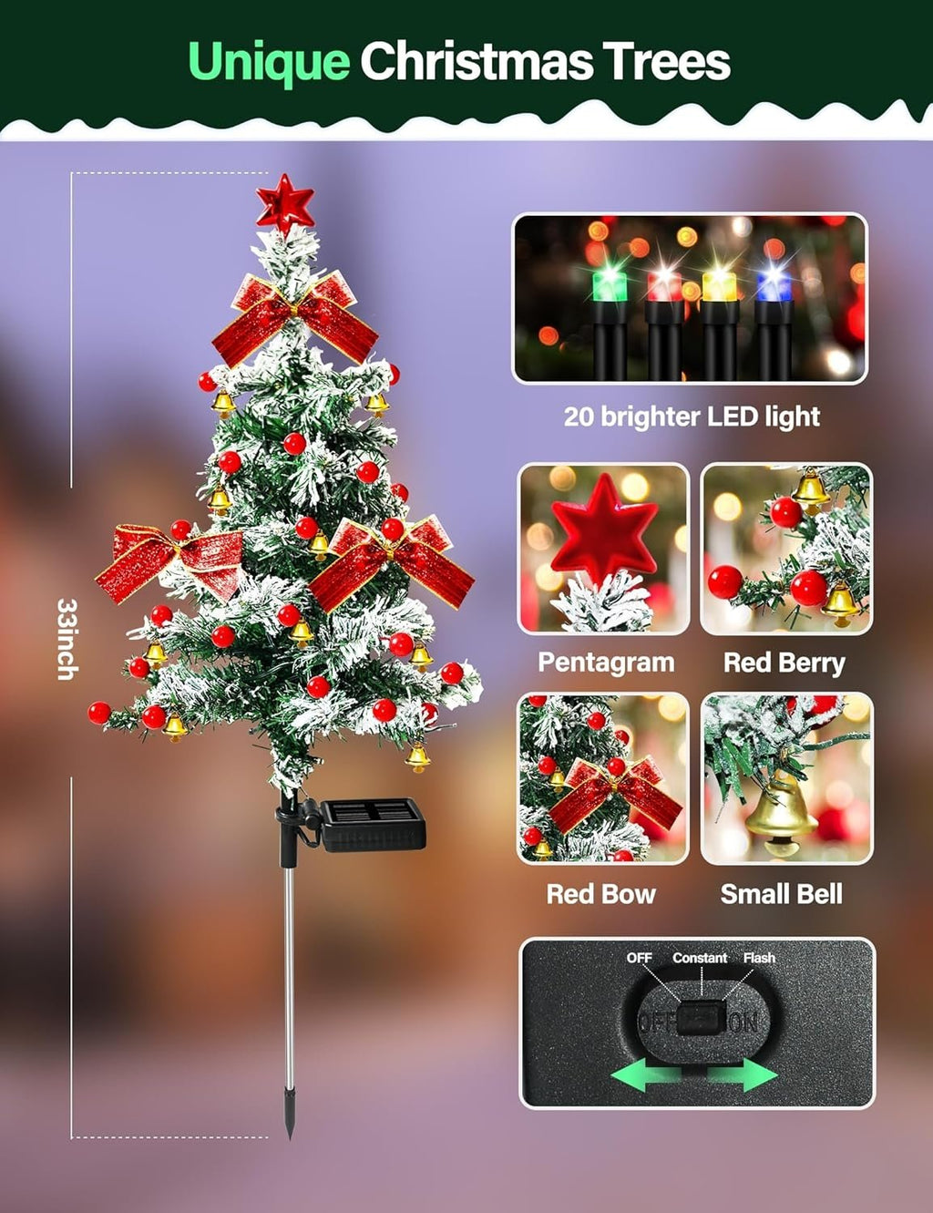 Solar Christmas Trees Lights Outdoor Decoration Waterproof