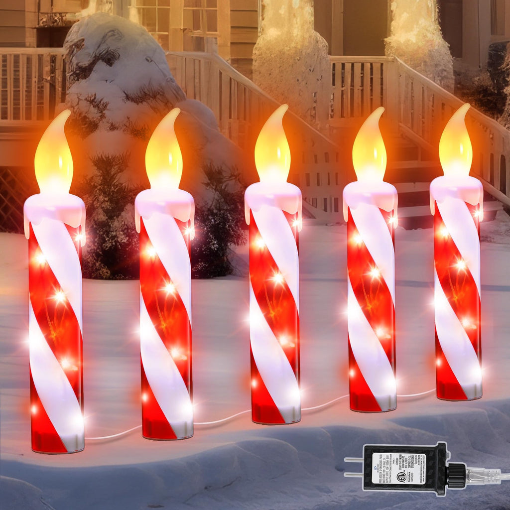 5 Pack Christmas Candy Candle Pathway Lights