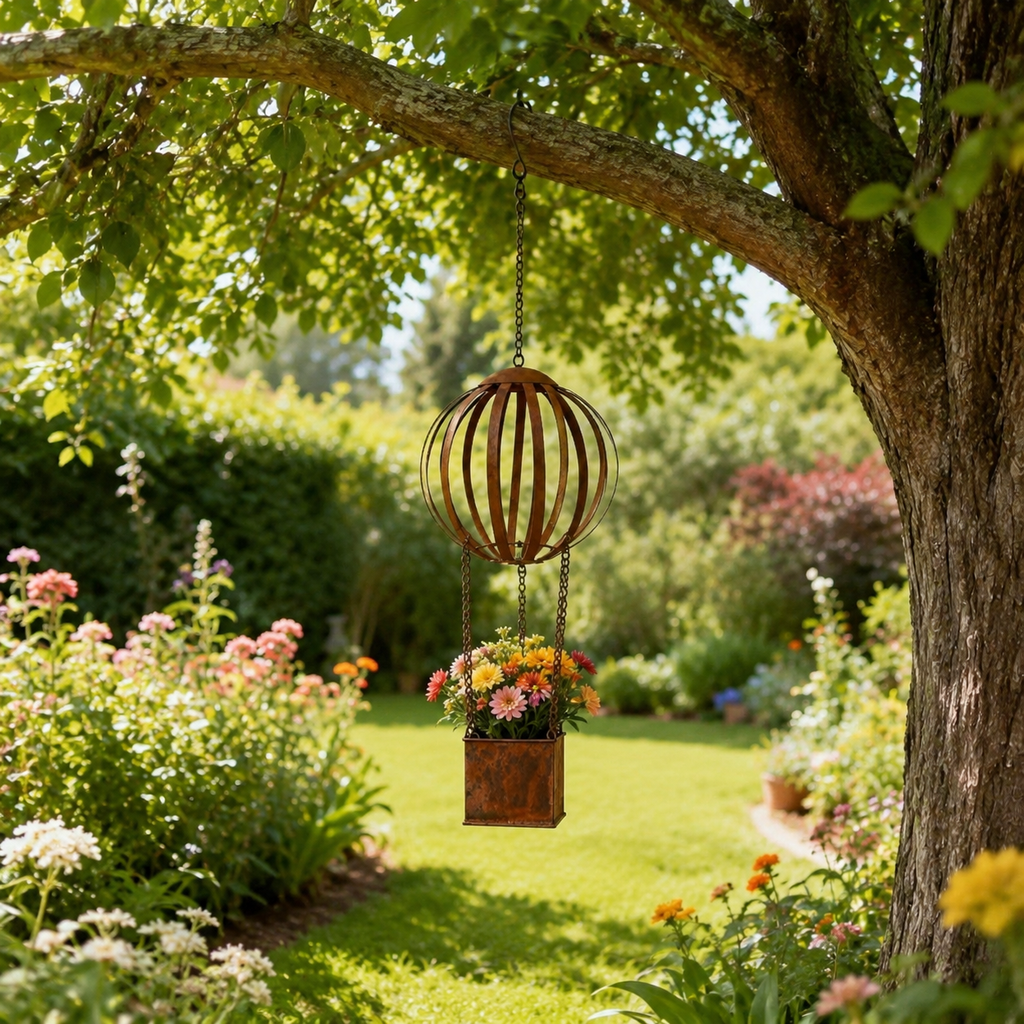 Vintage Hot Air Balloon Hanging Planter