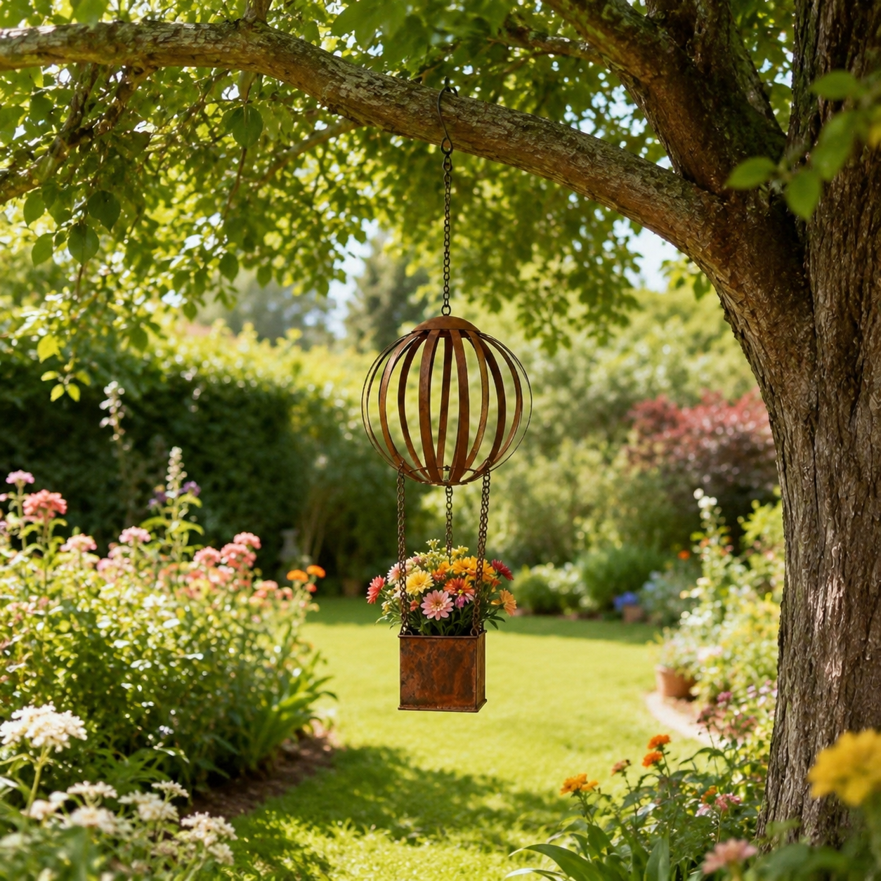 Vintage Hot Air Balloon Hanging Planter