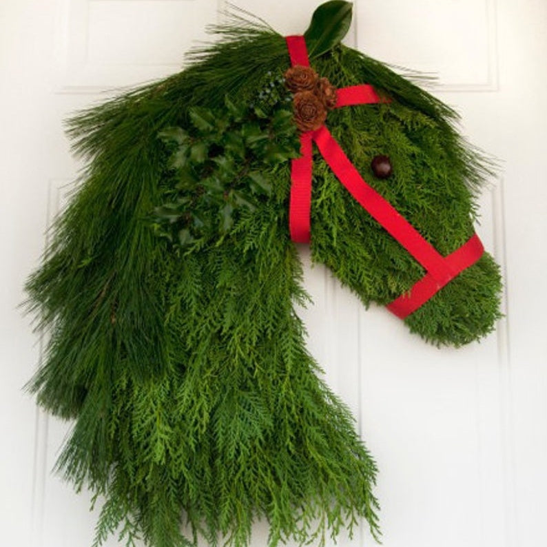 🎄🐴Handmade Farmhouse Horse Head Christmas Wreath