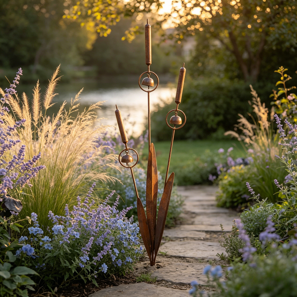 Triple Cattail Garden Stake