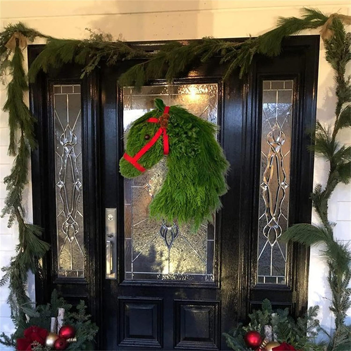 🎄🐴Handmade Farmhouse Horse Head Christmas Wreath
