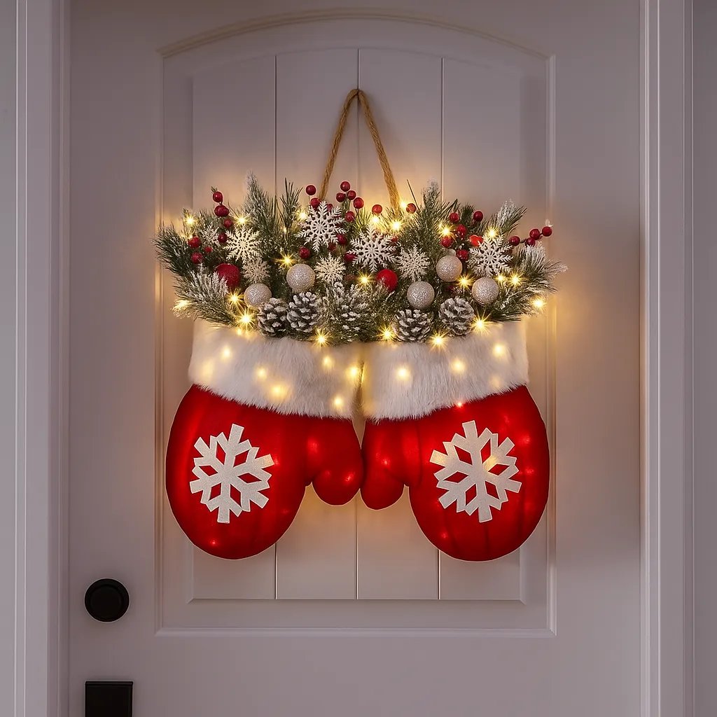 🔥 Sparkling Christmas Mitten Wreath