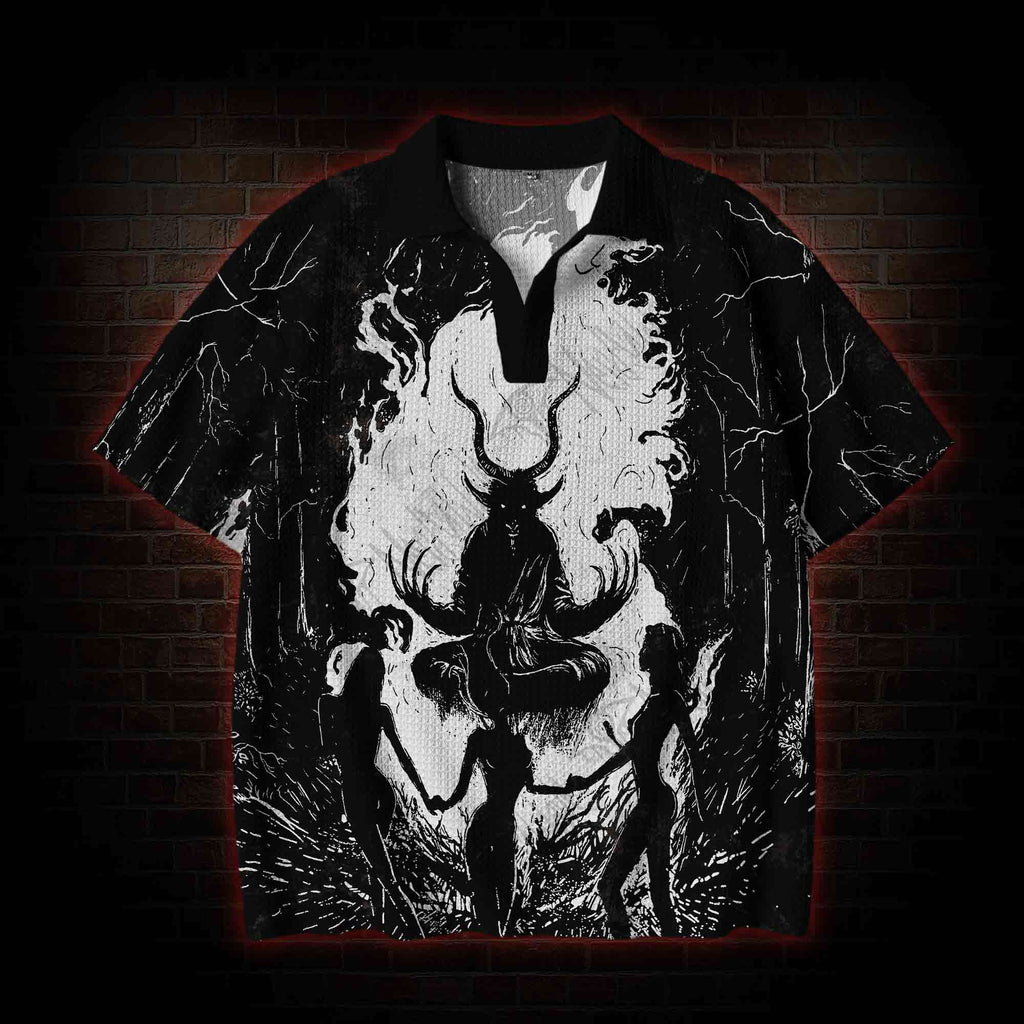 Baphomet Crochet Knit Polo Shirt