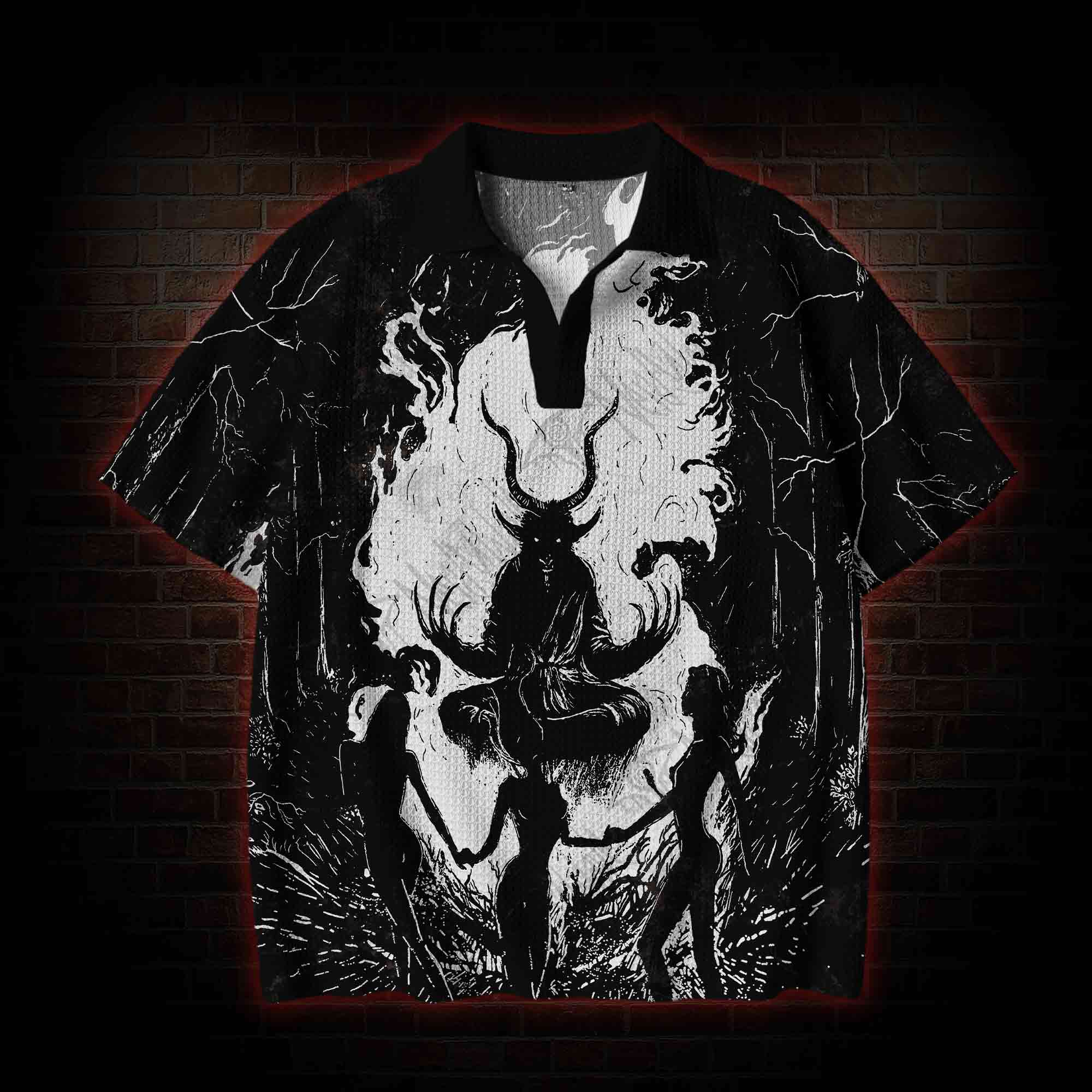 Baphomet Crochet Knit Polo Shirt