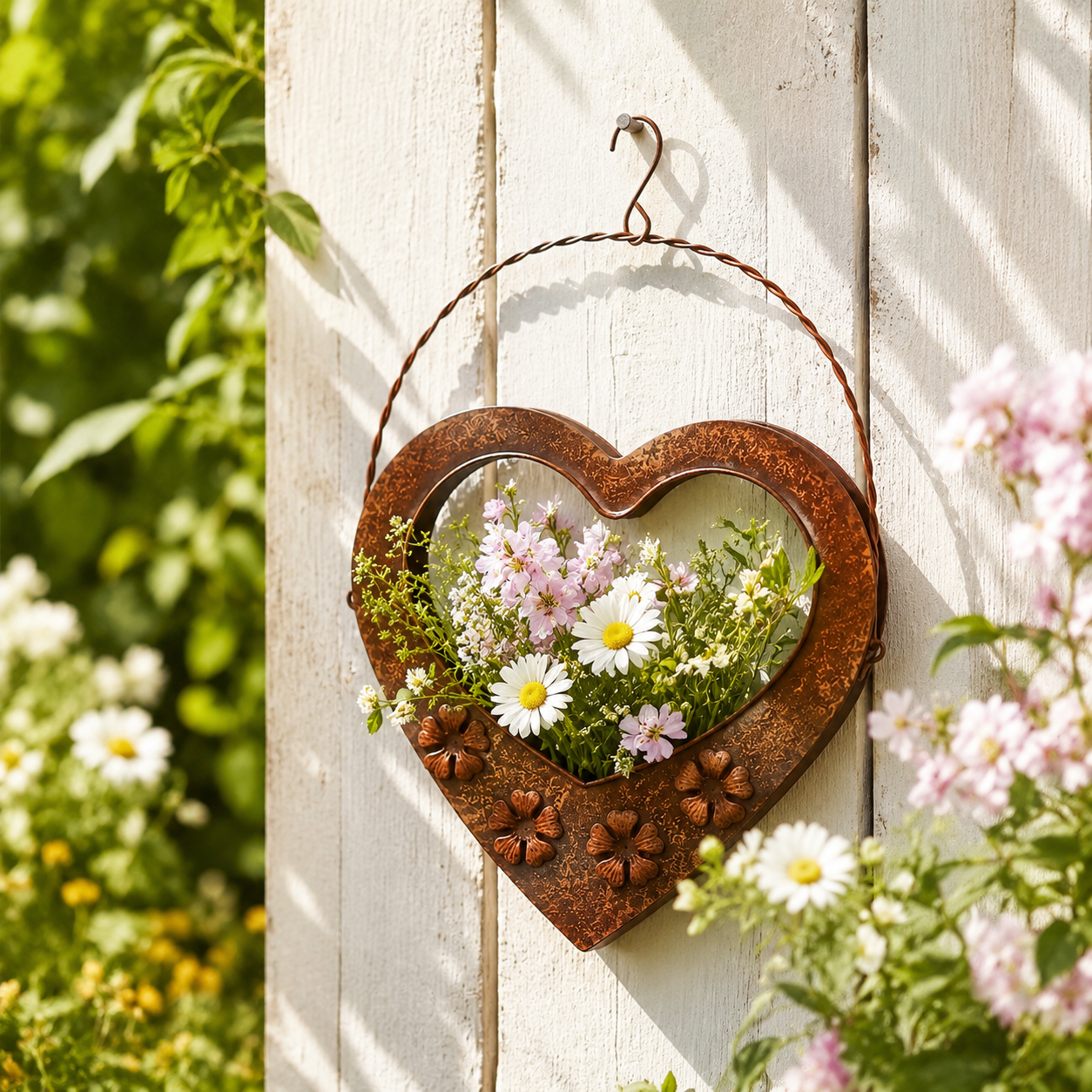 Rustic Heart Metal Hanging Planter