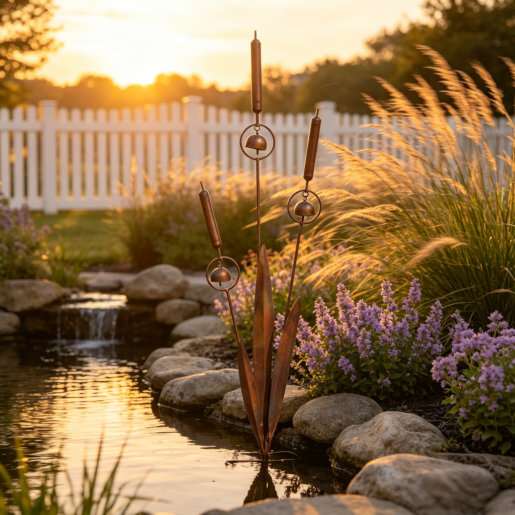 Triple Cattail Garden Stake