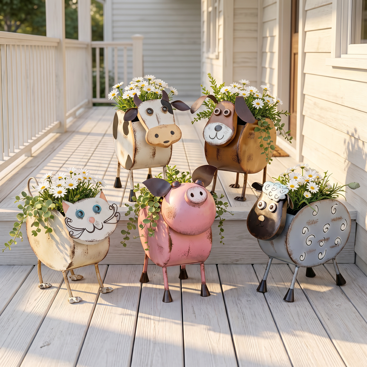 Metal Farm Animal Planters