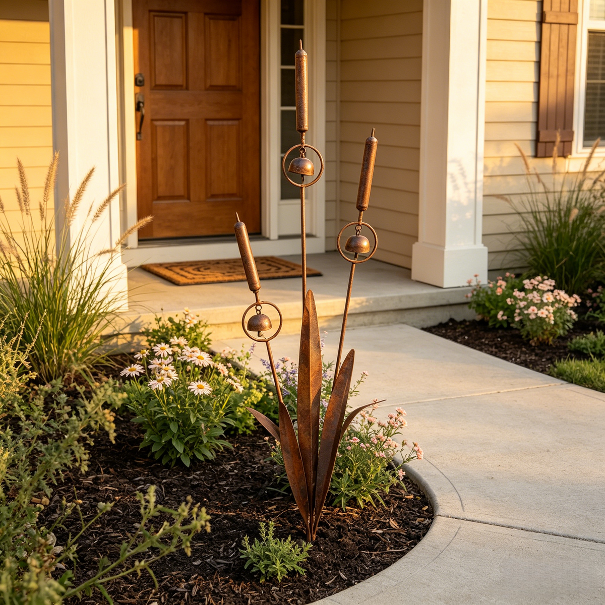 Triple Cattail Garden Stake