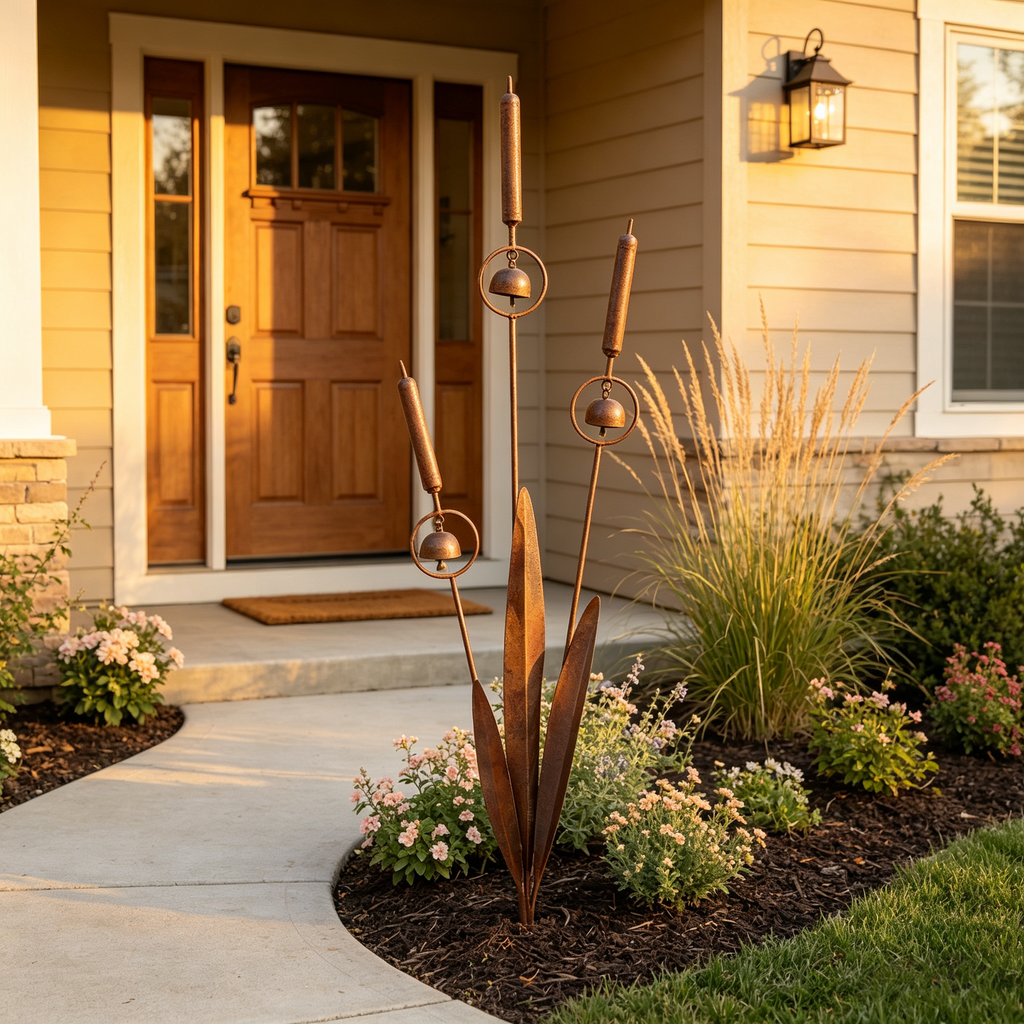 Triple Cattail Garden Stake