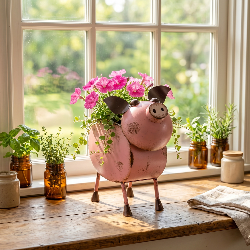 Metal Farm Animal Planters
