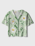 Daisy Floral Crochet Button Down Cardigan