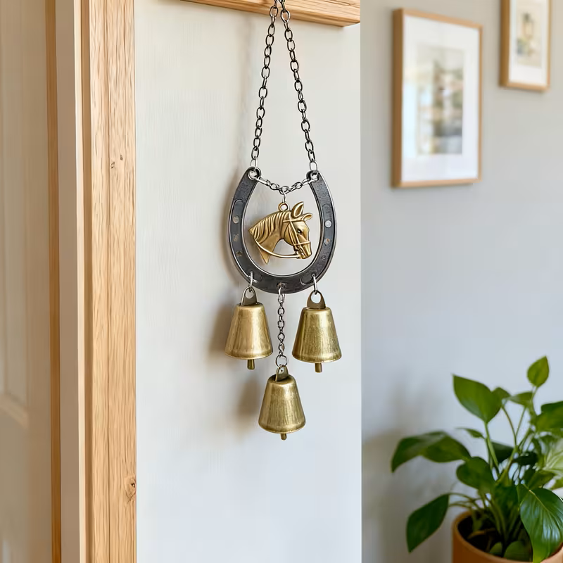 Lucky Metal Horse Hoof Wind Chime with Decorative Chain