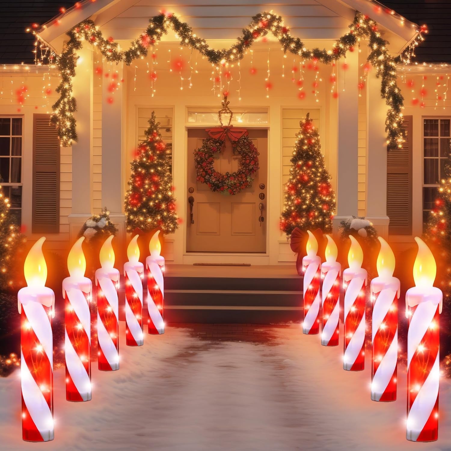 5 Pack Christmas Candy Candle Pathway Lights