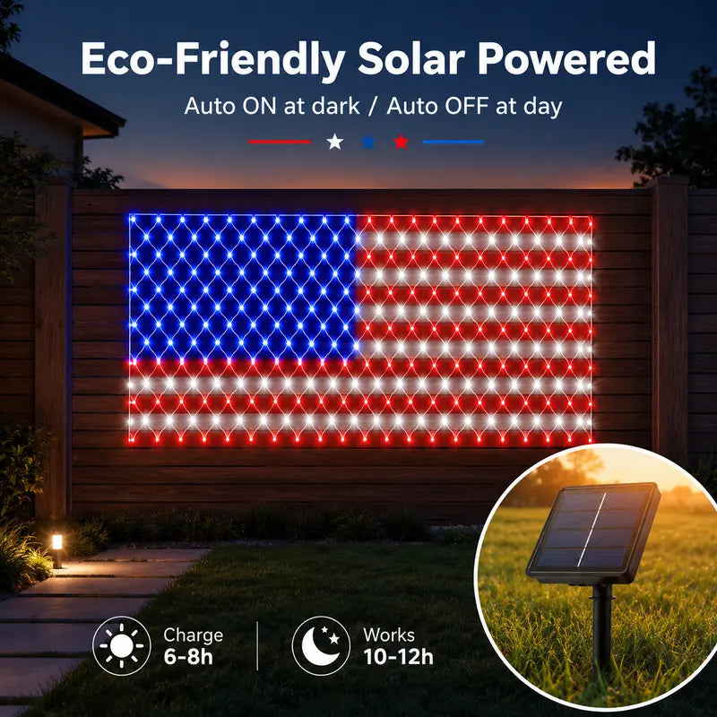 Outdoor Solar American Flag Light, Ultra-Bright; Suitable for Independence Day, National Day, And Memorial Day Decorations; Waterproof Solar Outdoor Light