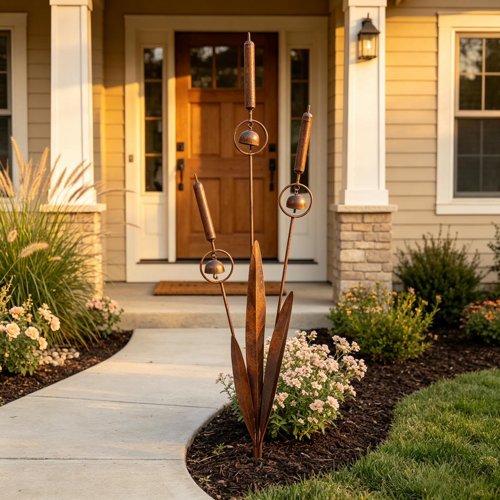 Triple Cattail Garden Stake