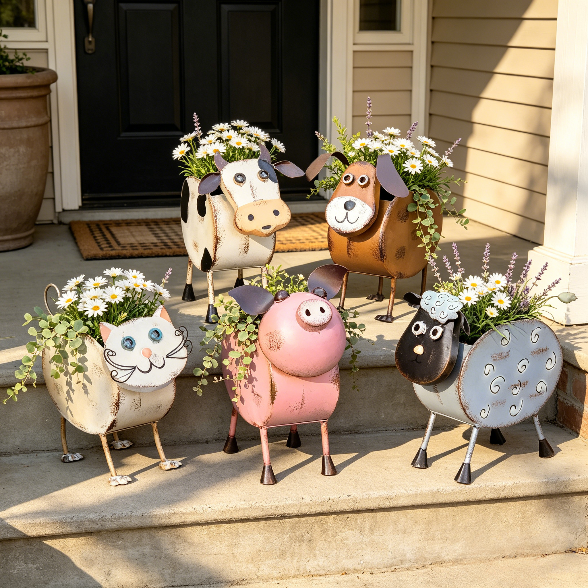 Metal Farm Animal Planters