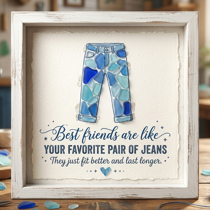 Best Friends Are Like Your Favorite Pair of Jeans Sea Glass Art
