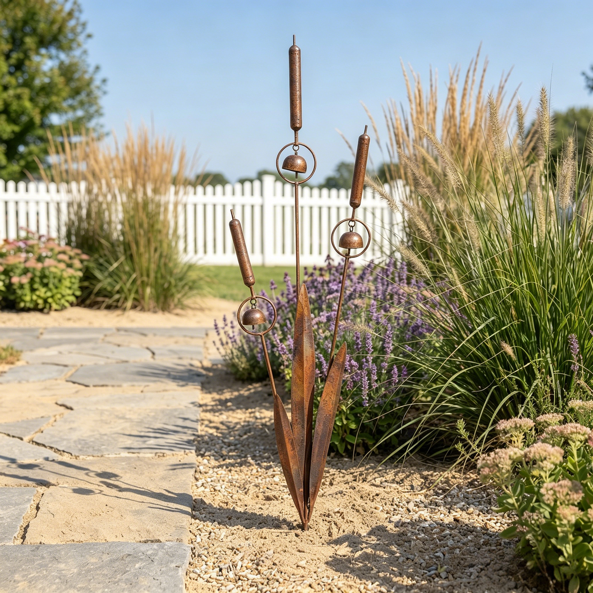 Triple Cattail Garden Stake