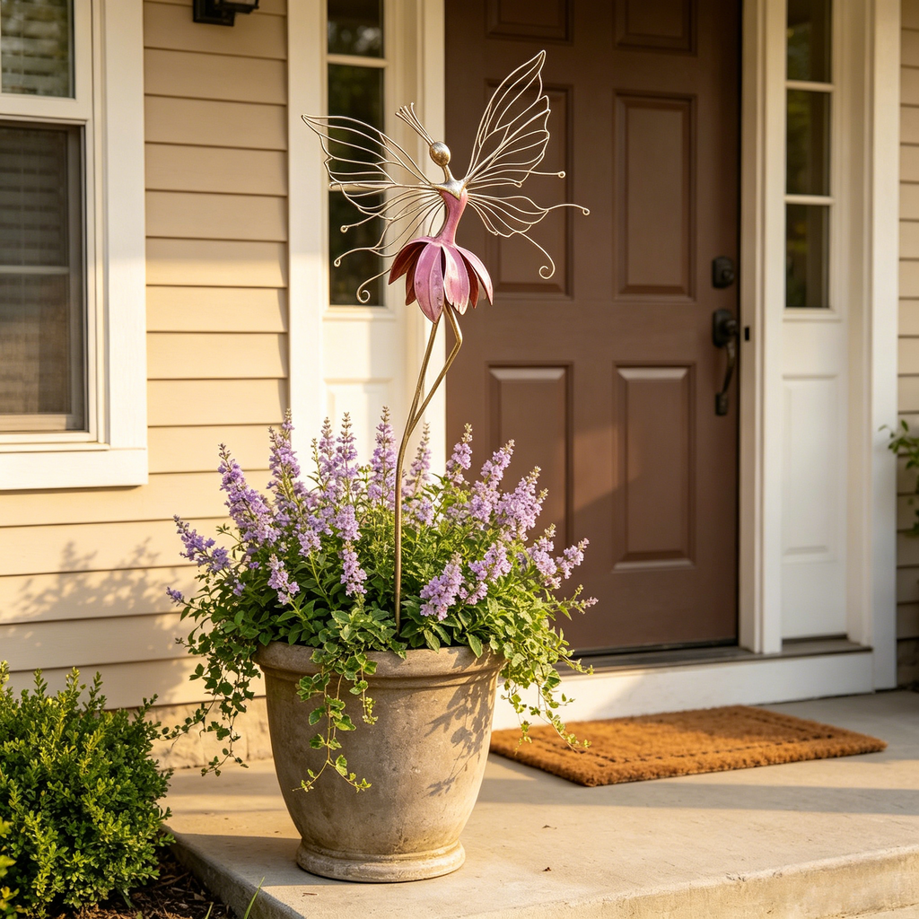 Whimsical Fairy Blossom Garden Stake