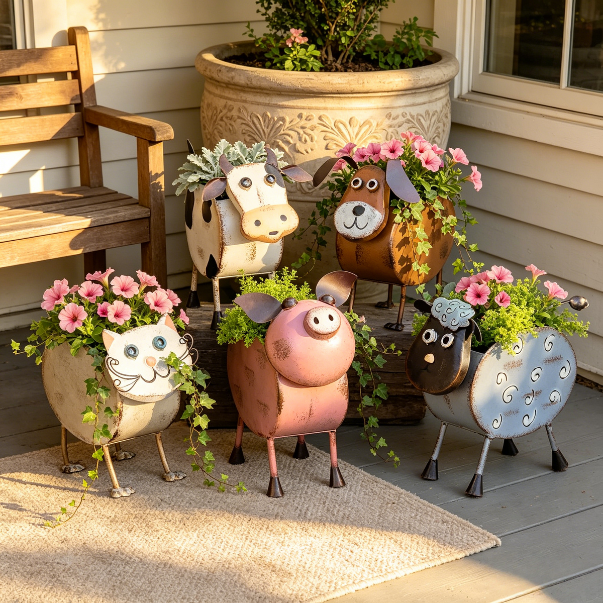 Metal Farm Animal Planters