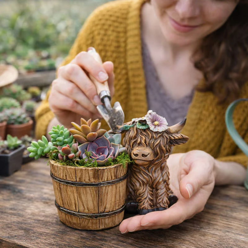 ❤️Mother's Day 49% OFF - Highland Cow Planter Rustic Garden Decor 🐄🌿