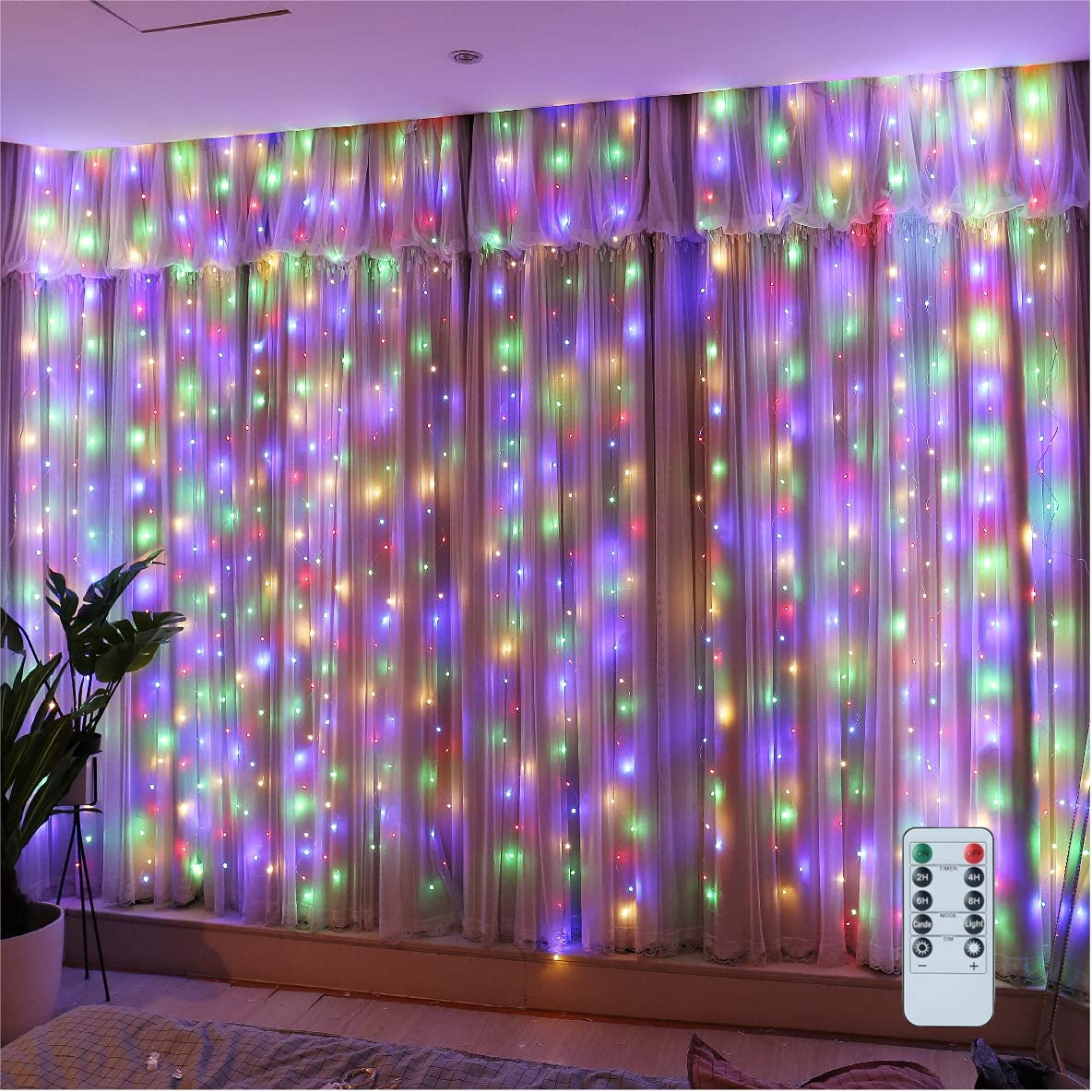 10FT/20FT Christmas Curtain Fairy Lights with Remote Control