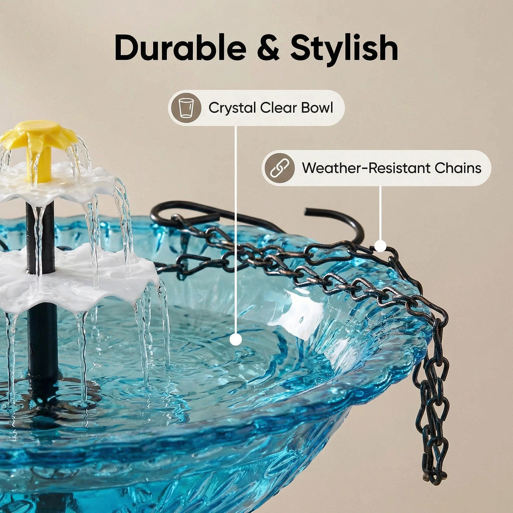 🔥Limited 60% OFF🔥-🐦💧Solar Cascade Hanging Bird Bath Fountain&Buy 2 Free Shipping🎁