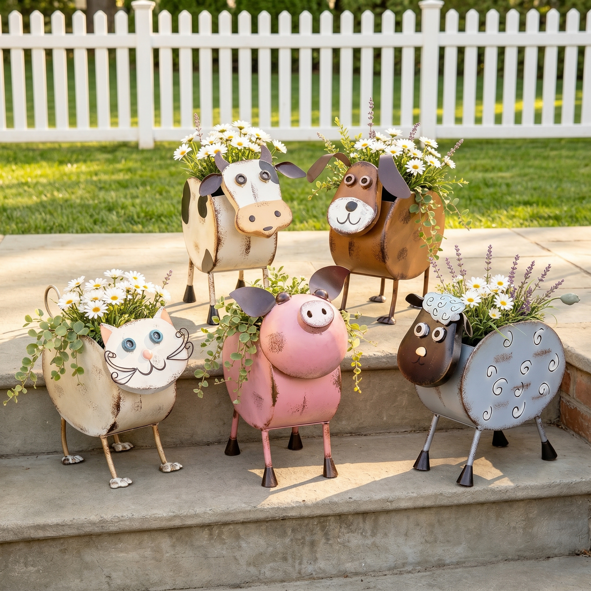 Metal Farm Animal Planters