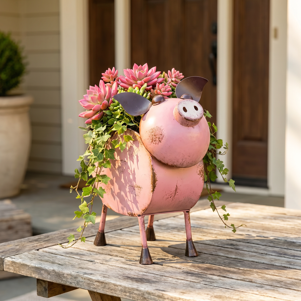 Metal Farm Animal Planters
