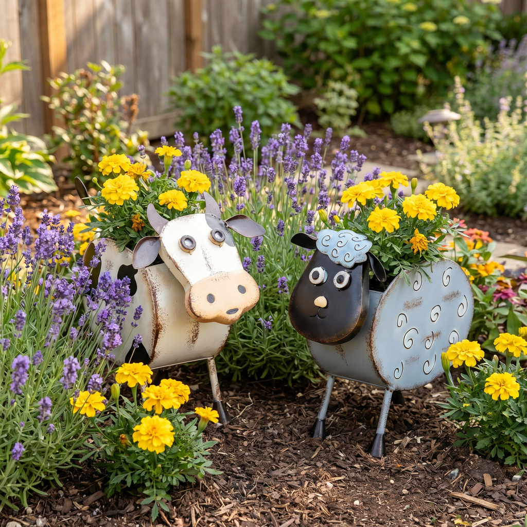 Metal Farm Animal Planters