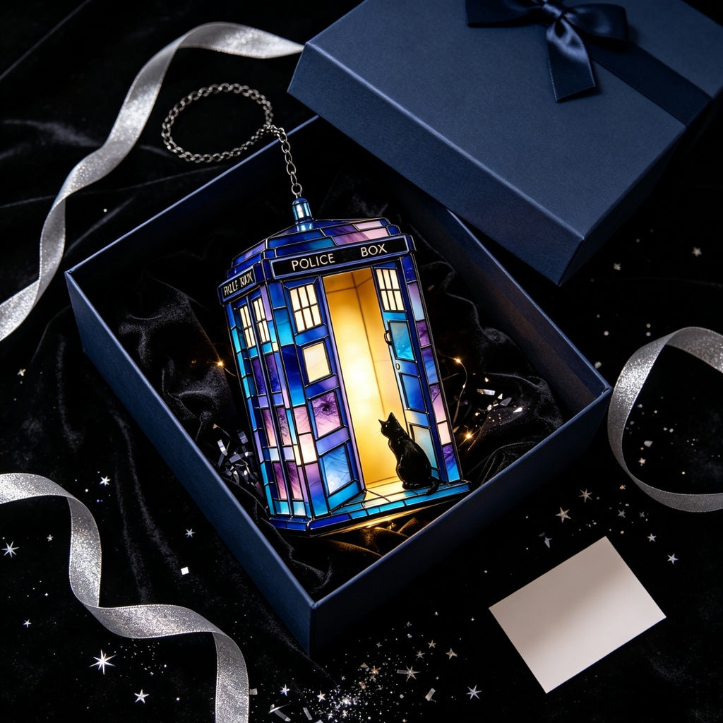 TARDIS Police Box Glass Suncatcher