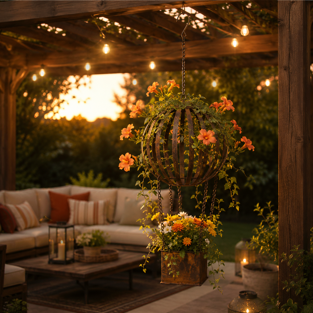 Vintage Hot Air Balloon Hanging Planter