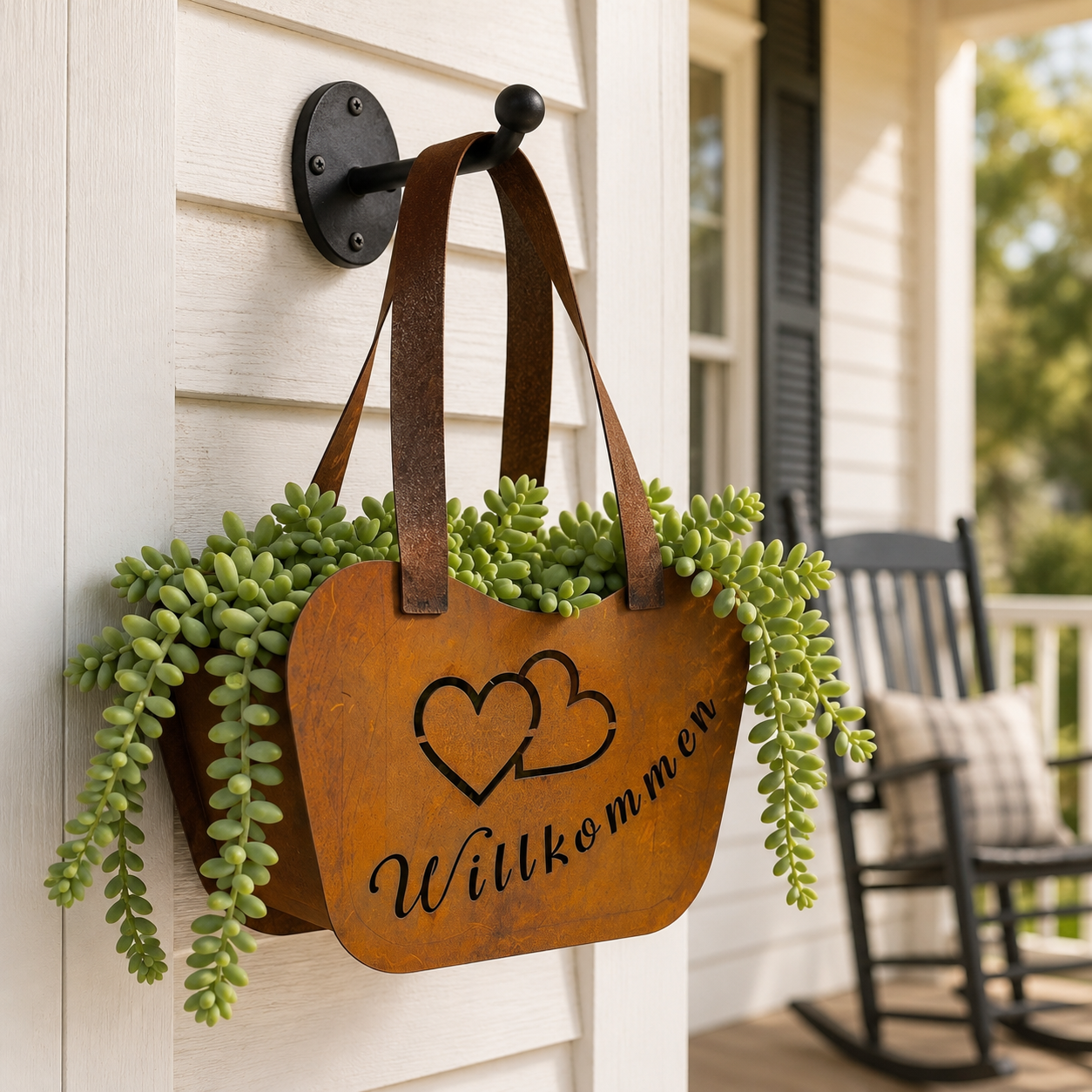 Vintage Rustic Metal Handbag Planter Basket