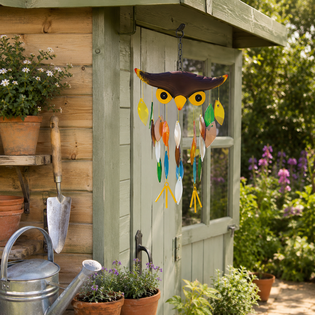Colorful Owl Wind Chime Suncatcher