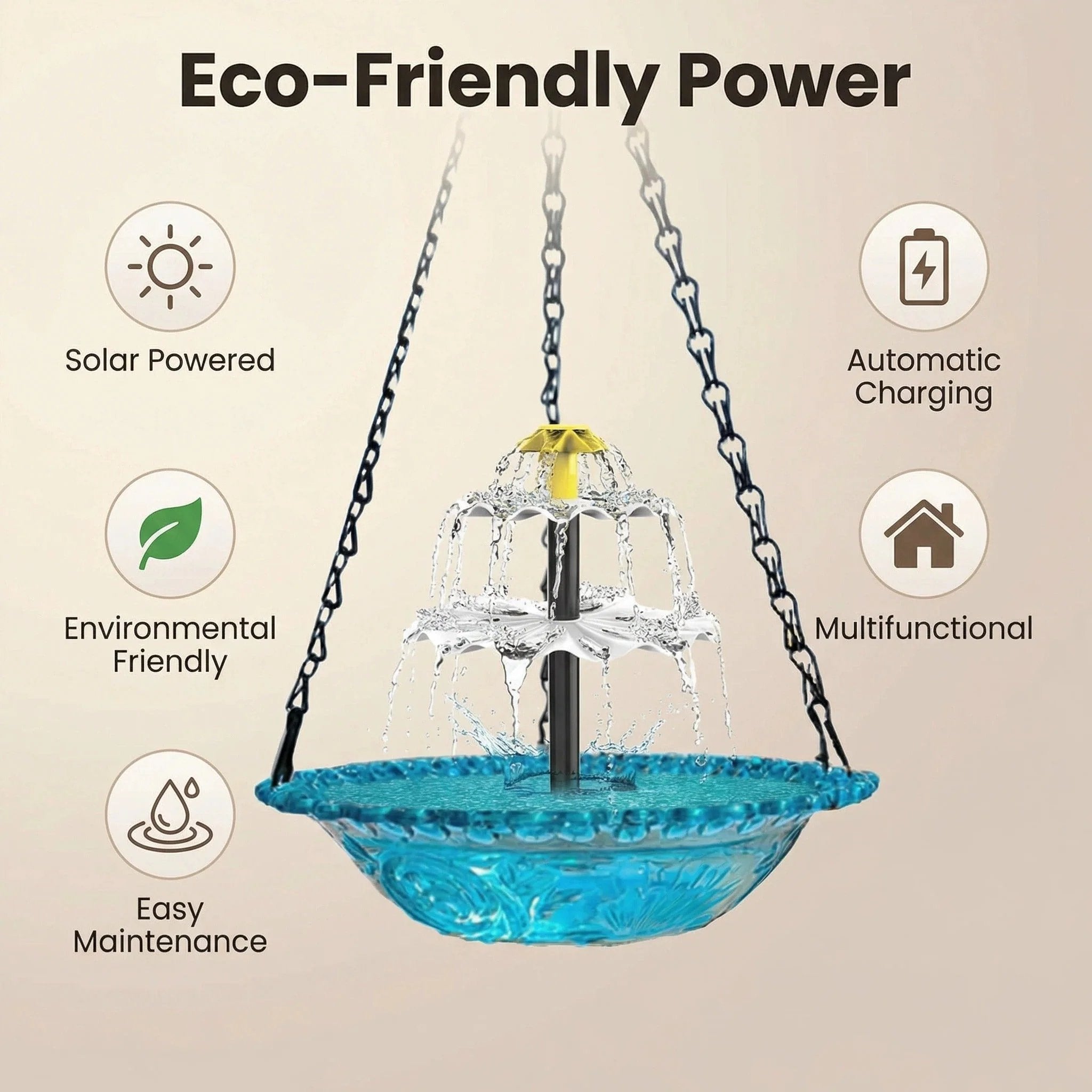 🔥Limited 60% OFF🔥-🐦💧Solar Cascade Hanging Bird Bath Fountain&Buy 2 Free Shipping🎁