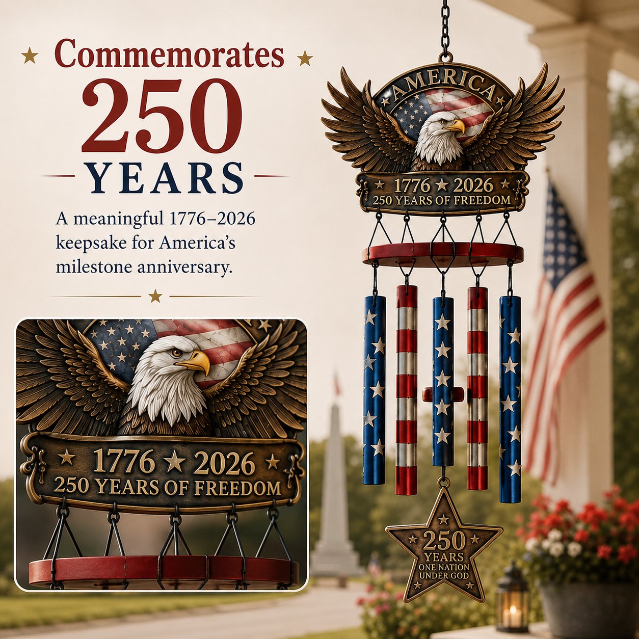 250 Years of Freedom  Commemorate Wind Chime