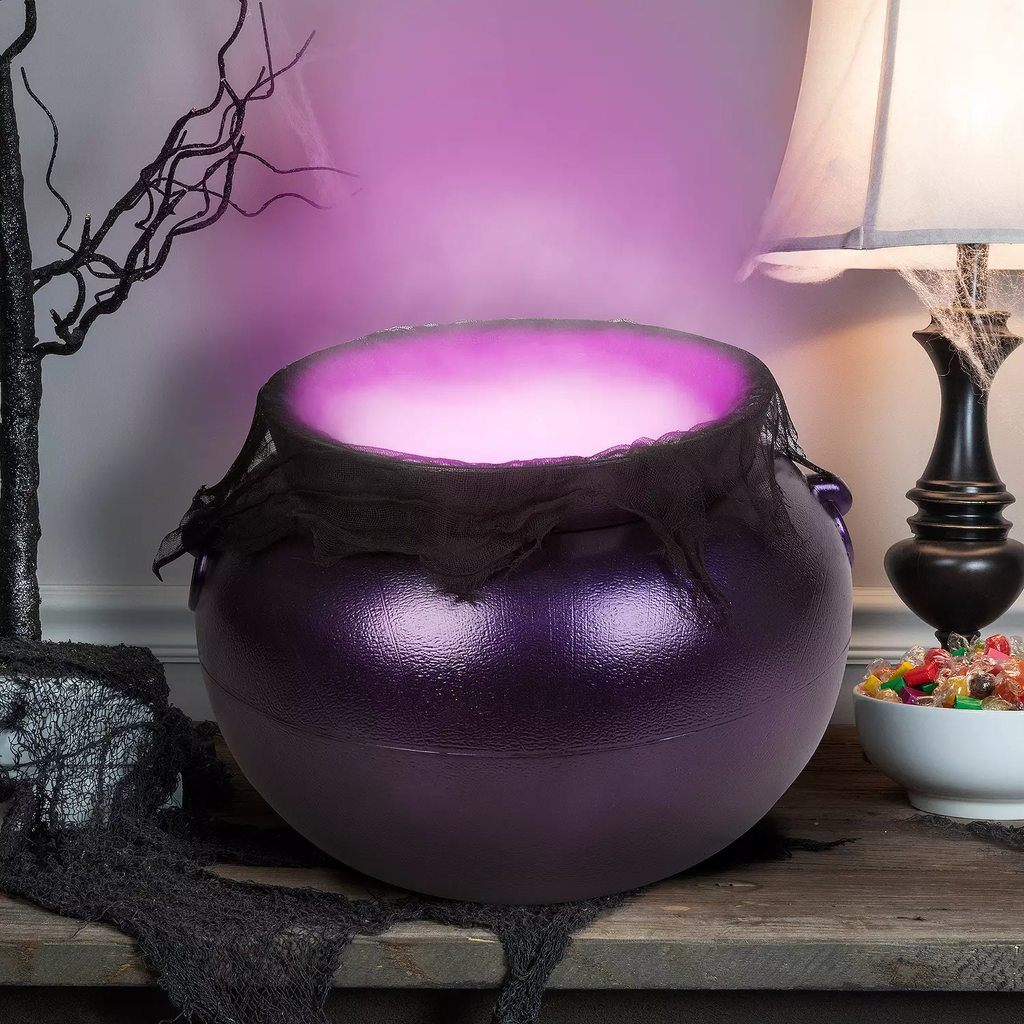 ✨Halloween Witch Pot Cauldron 12 Color Changing Mist Maker Smoke Fog Machine Party Prop