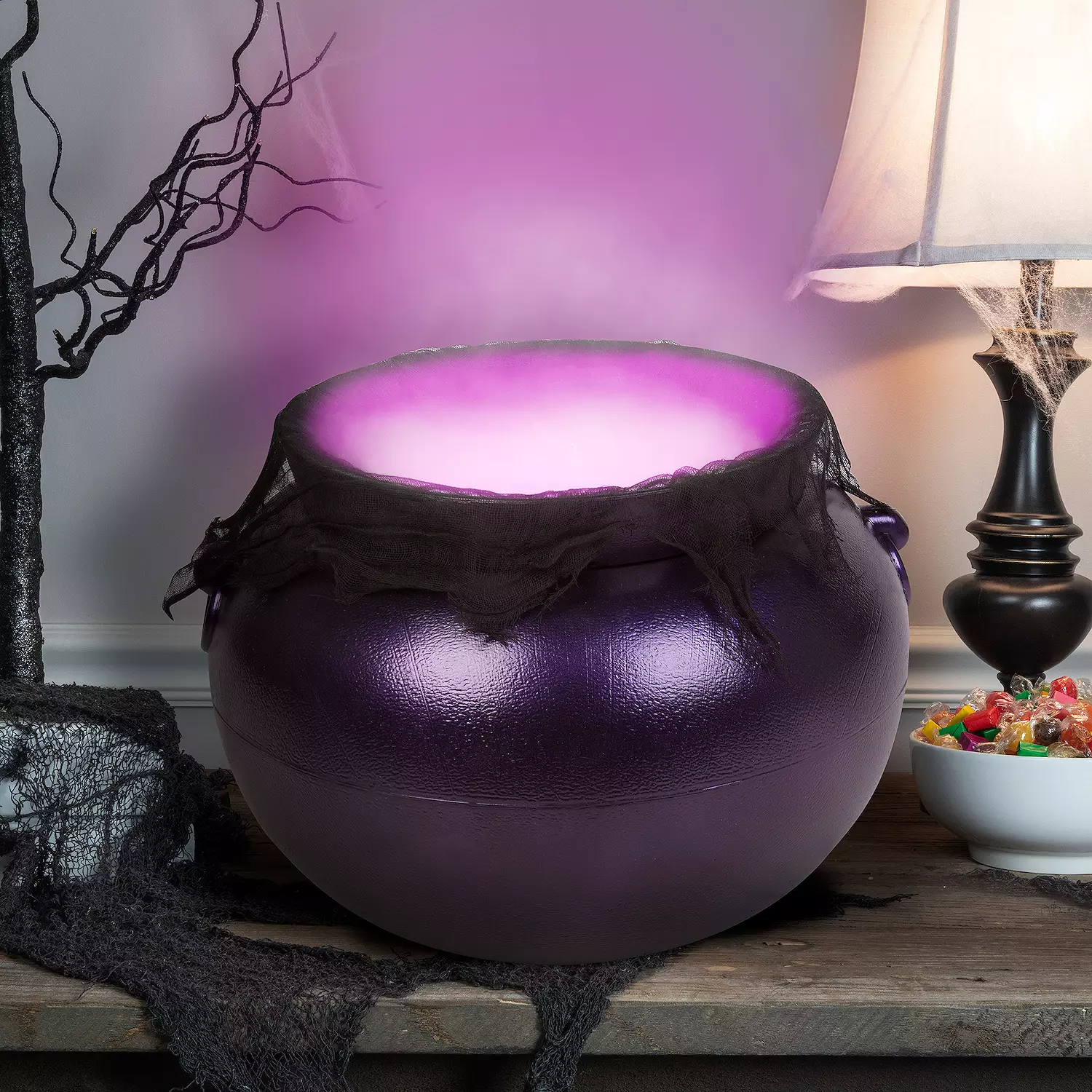 ✨Halloween Witch Pot Cauldron 12 Color Changing Mist Maker Smoke Fog Machine Party Prop