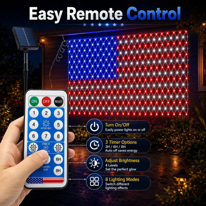 Outdoor Solar American Flag Light, Ultra-Bright; Suitable for Independence Day, National Day, And Memorial Day Decorations; Waterproof Solar Outdoor Light