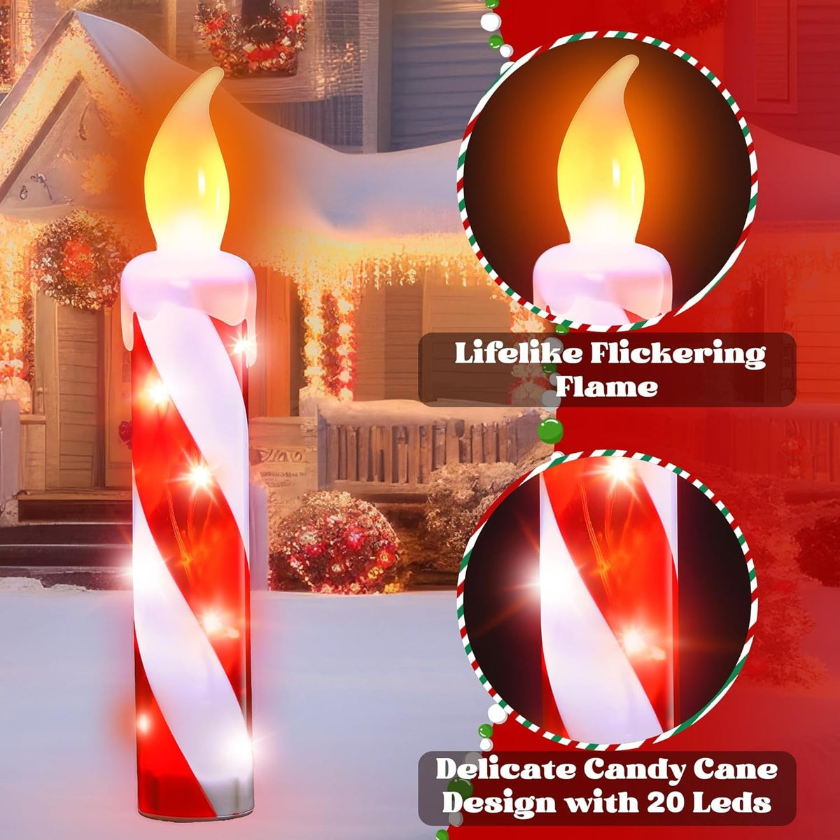 5 Pack Christmas Candy Candle Pathway Lights