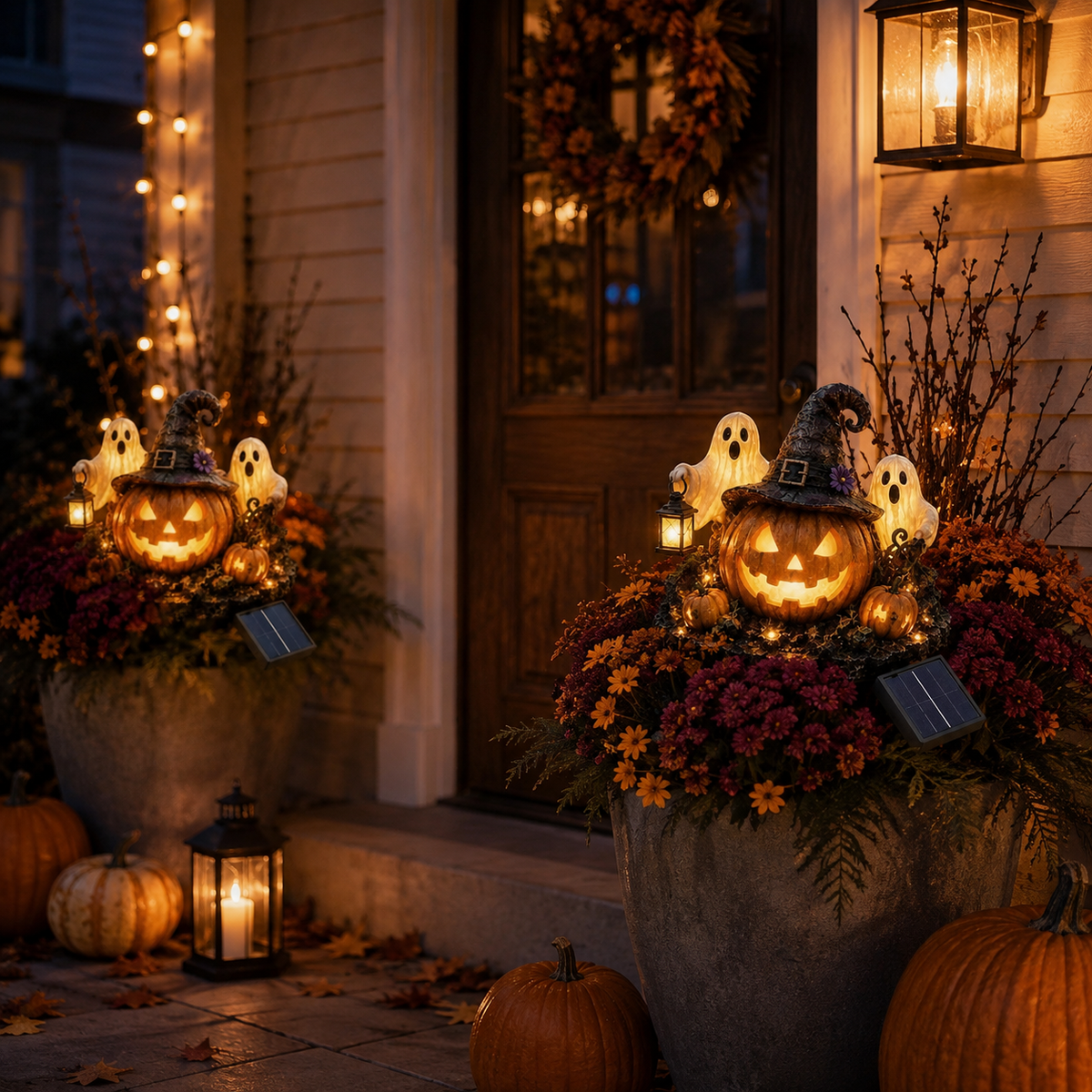 Solar Halloween Pumpkin Ghost Garden Stake Light