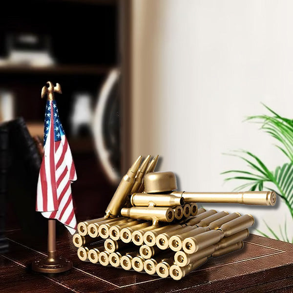 Bullet Shell Casing Shaped Army Tank Metal Sculpture Military Gifts