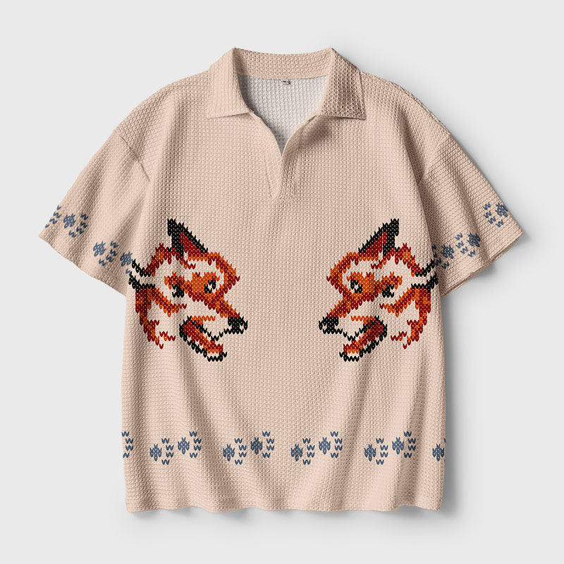Space Rescue Fox Geek Crochet Polo Shirt